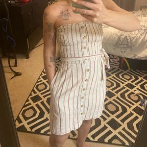 Abercrombie red and white striped tube dress